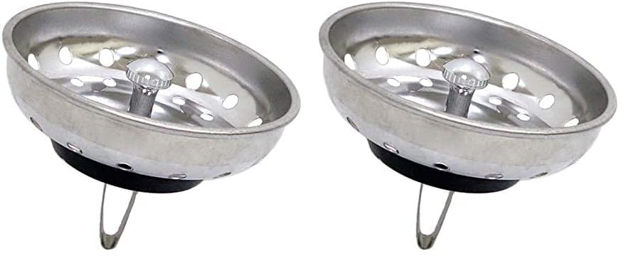 Kitchen Sink Basket Strainer Replacement for US Standard Drains (3-1/2 Inch), Premium 304 Stainless Steel Body W/with Brass Post (Spring Clip) 1 Pack