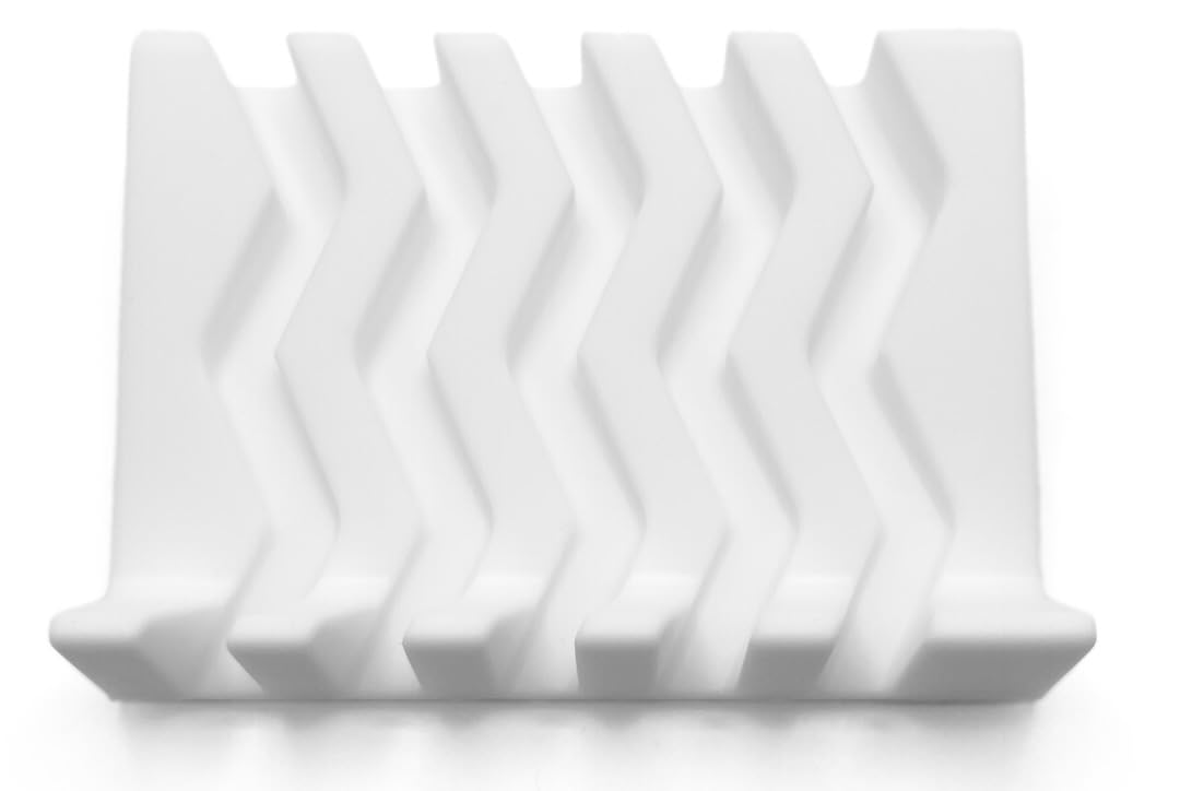Silicone Draining Soap Dish, Sloped Angled Design, Chevron Pattern, Universal Fit, Extra Thick (Black, 4.5"x3.2")
