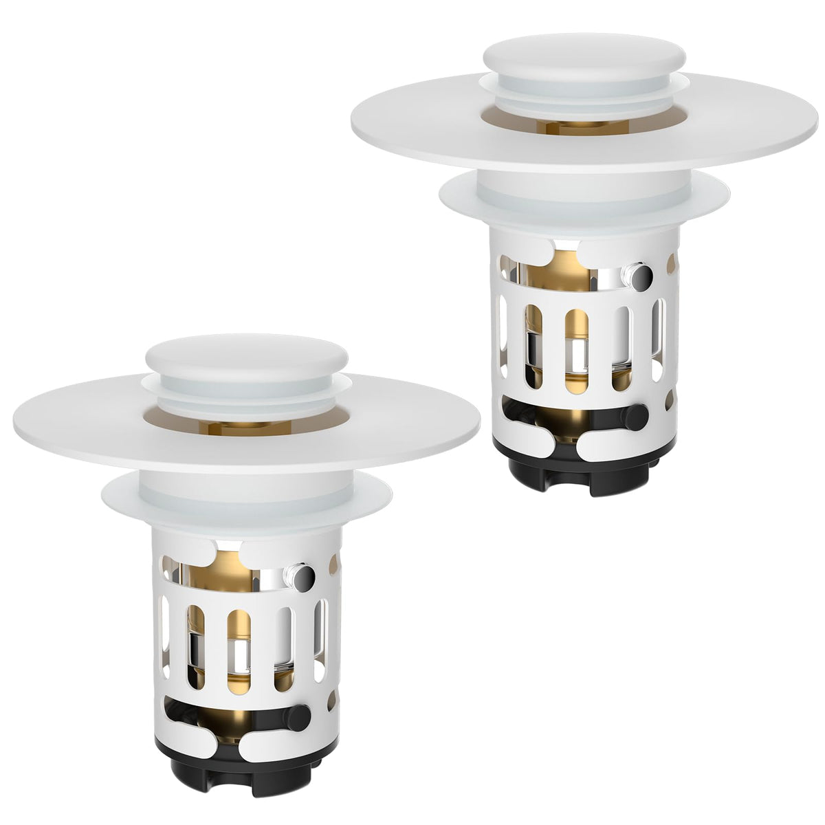 Hibbent 2 PCS Upgraded 3 in 1 Bathroom Sink Drain Strainer, Pop Up Stopper