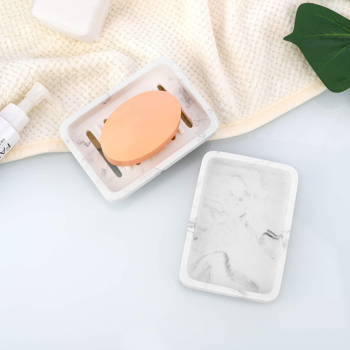MoKo Soap Dish, Dual-Layer Resin Bar Soap Tray Container Box Case Holder