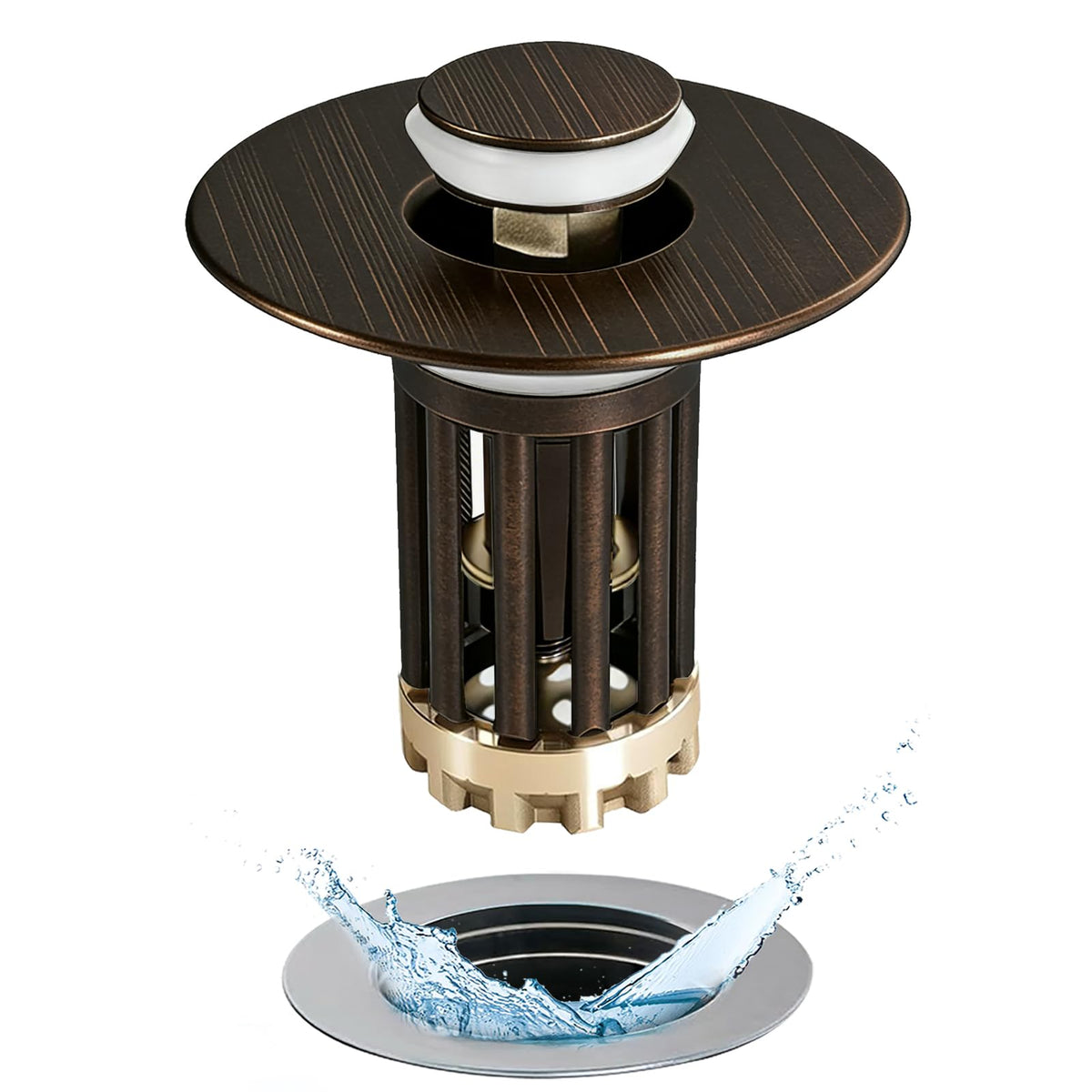 Anlige Bathroom Sink Drain Strainer, 3 in 1 Pop Up Bathroom Sink Stopper