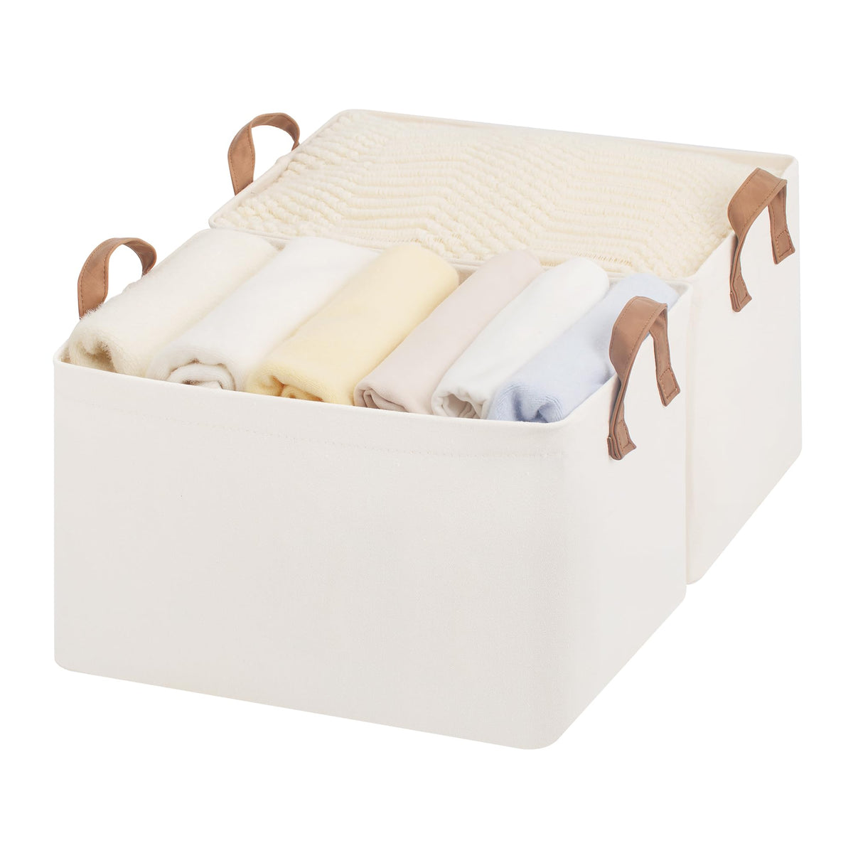 StorageWorks Storage Basket for Shelves, Storage Bins, Beige, 2-Pack