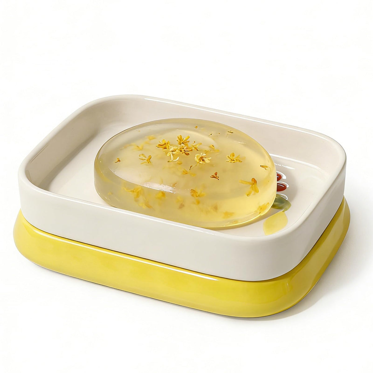 ANTIS'S HOME Ceramic Double Layer Self Draining White Soap Dish Bathroom Kitchen