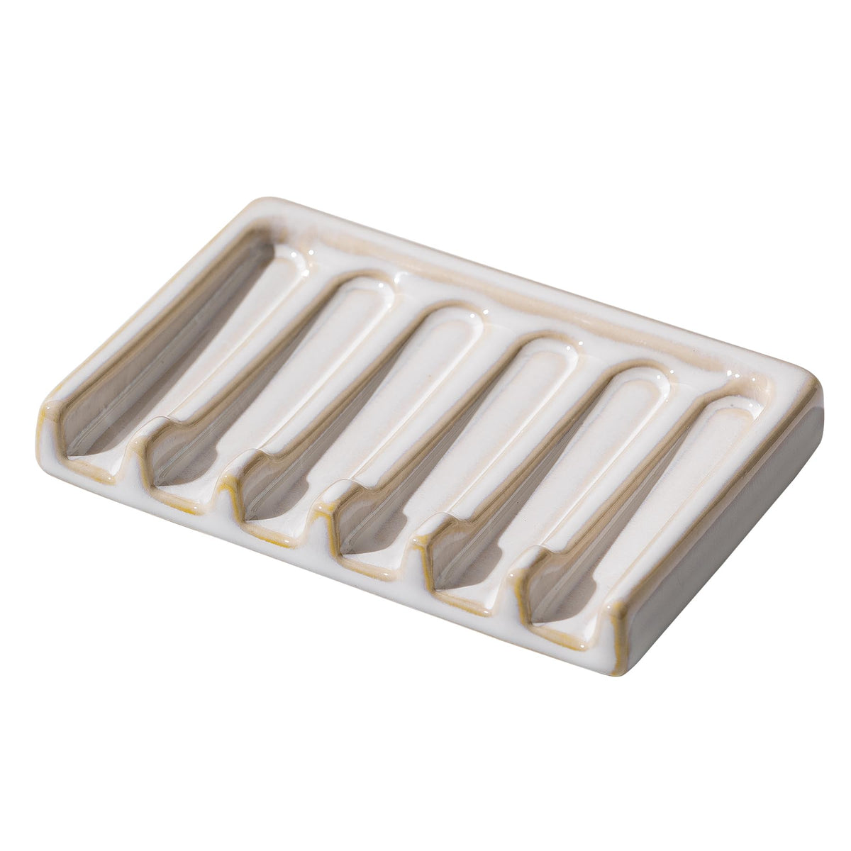 Tanew Self Draining Premium Ceramic Soap Dish, Bar Waterfall Soap Dish, Shower Soap Holder Sponge Holder Soap Tray Savers for Bathroom, Shower, Kitchen, Sink and Countertop