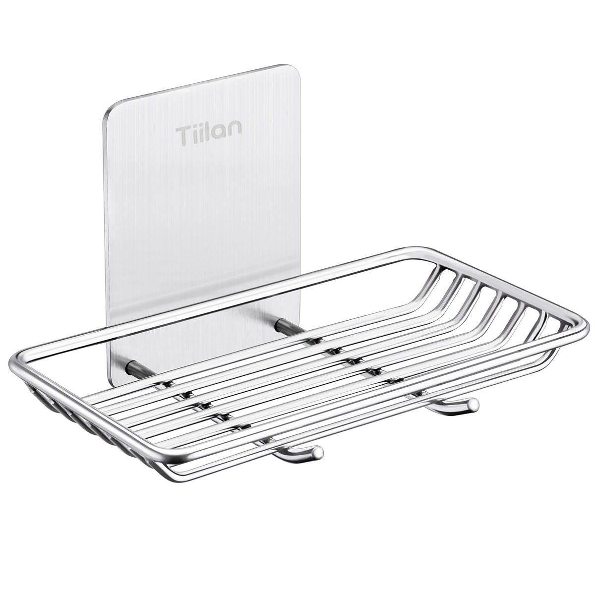 Self Adhesive Bar Soap Dish for Shower, Bathroom Soap Holder Wall Mount – Stainless Steel, Silver