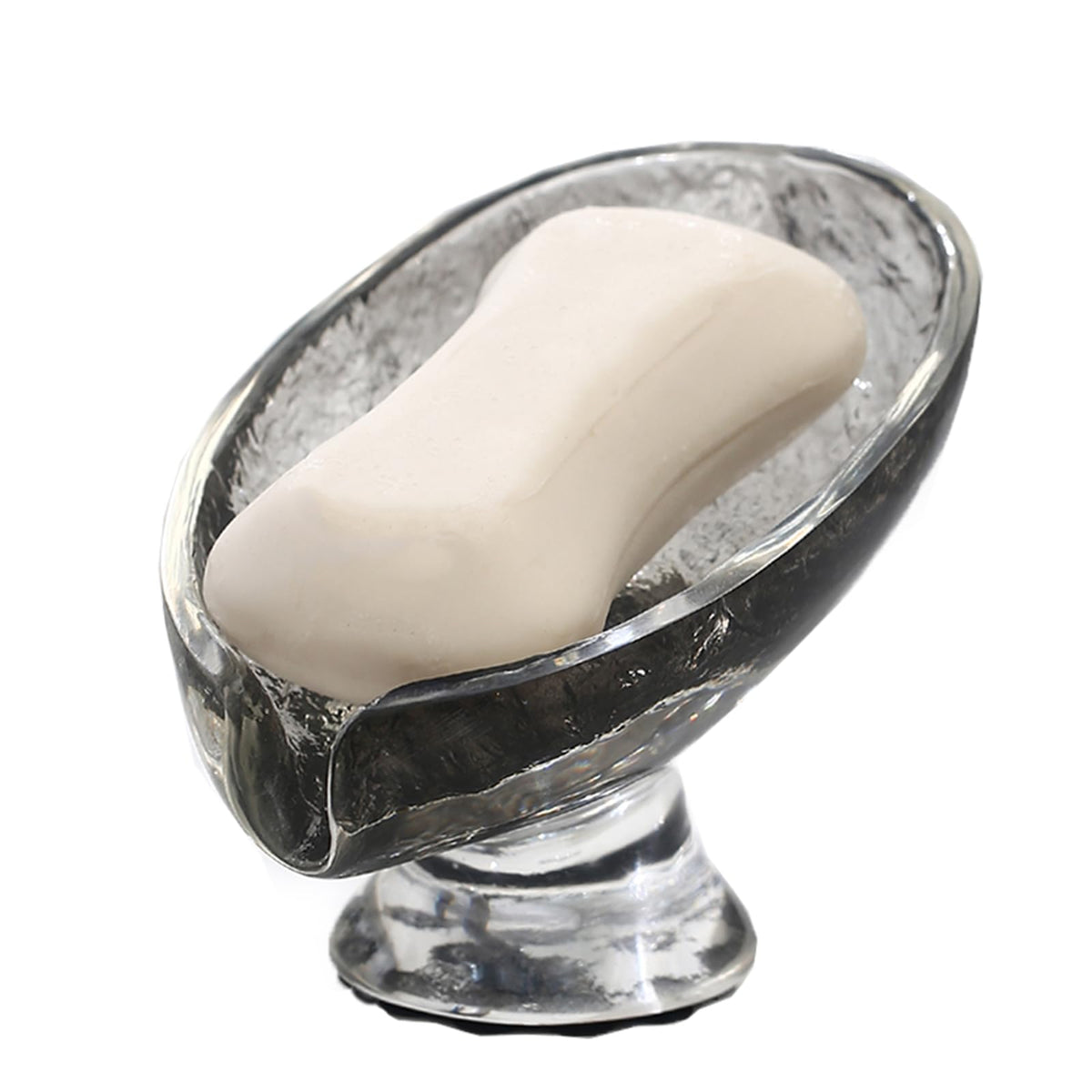Self Draining Soap Dish, Resin Soap Dish, 45°Sloped Drain Design, with Suction Cup Base, Suitable for Bathroom Sinks, Showers, Kitchen Countertops, and Laundry Rooms (Clear White)