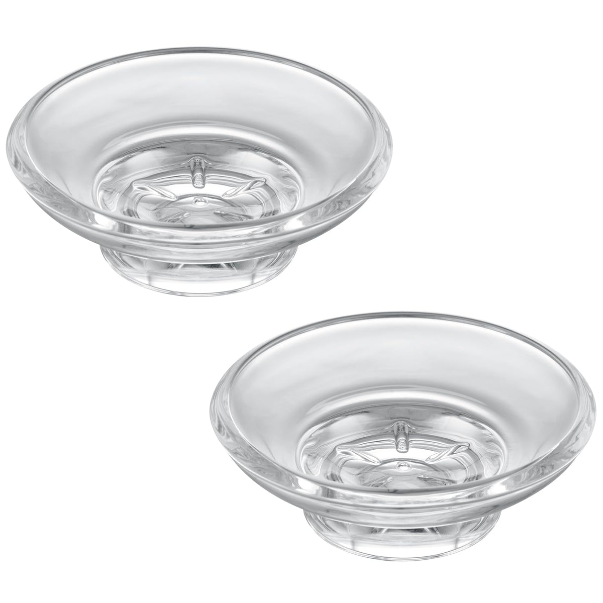Aomasi Round Glass Soap Dishes for Bathroom Shower, 2 Pack, Transparent