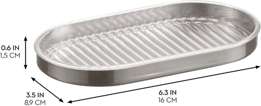 iDesign Soap Dish Holder for Bar Soap, Clear/Brushed Nickel