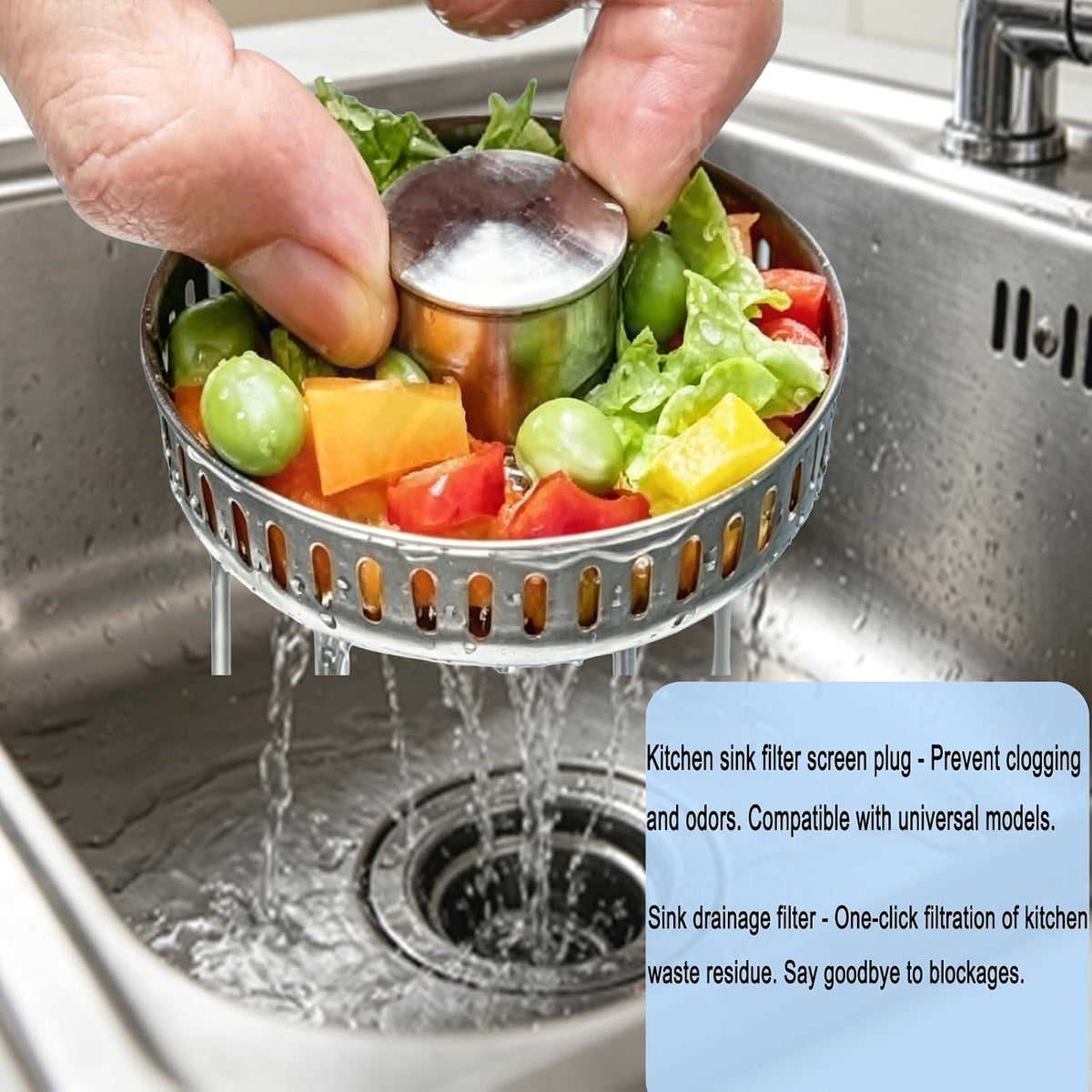 3 in 1 Kitchen Sink Stopper, Pop Up Kitchen Sink Drain Strainer