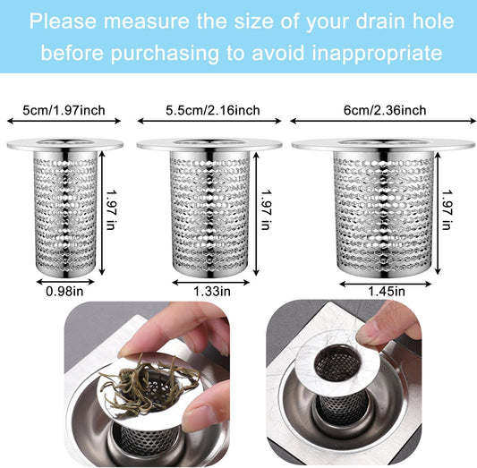 4 PCS Bathroom Sink Drain Strainers, Fit Hole Size from 1.25" to 2.17", Utility Recyclable Sink Strainer, Stainless Steel Sink Strainer for Bathroom Washbasin Bathtub Drain