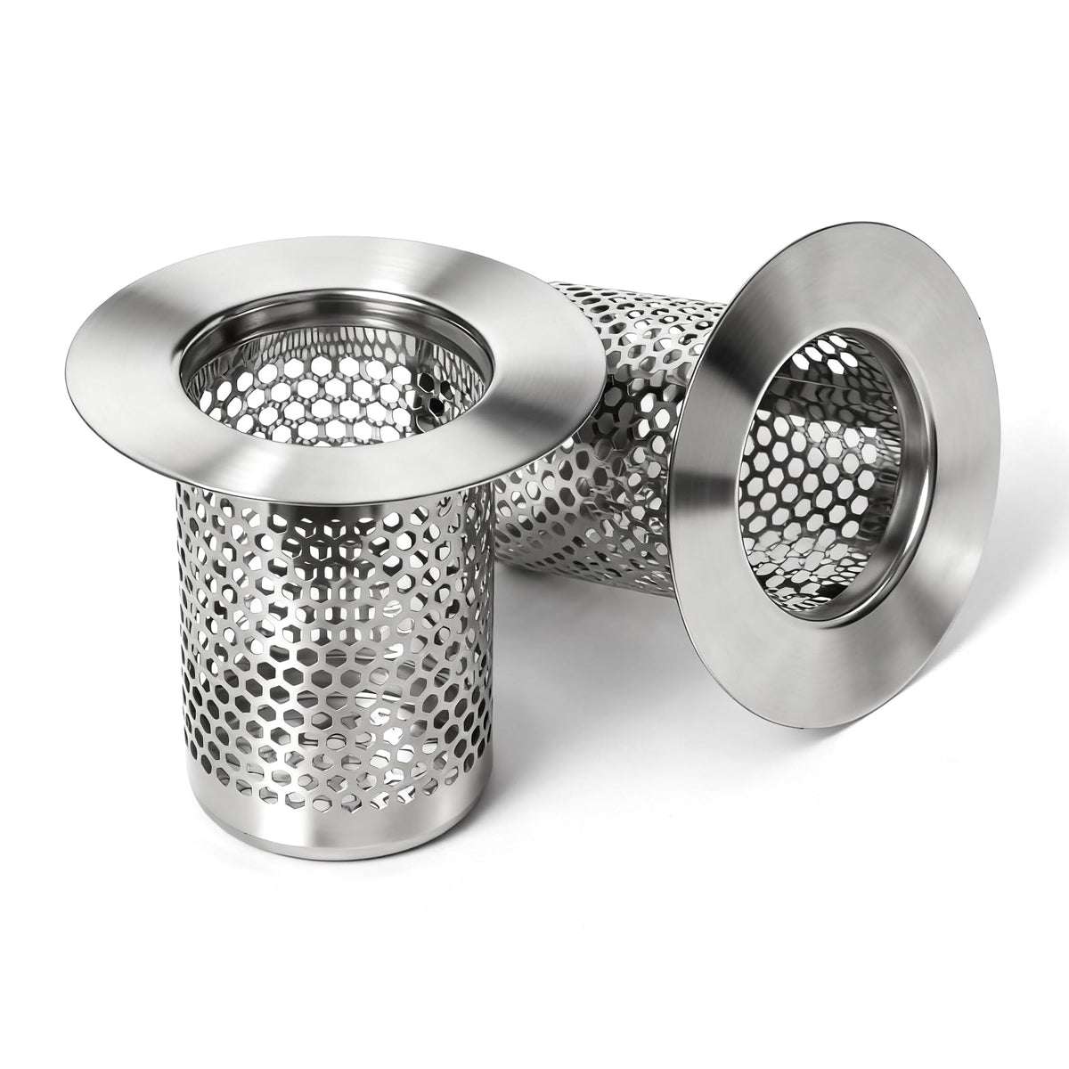 Bathroom Sink Drain Strainer, Bathtub Drain Hair Catcher, 304 Stainless Steel Shower Drain, Deep Basket Cover, Anti-Clog for Pet Hair, Universal Tub Drain Filter