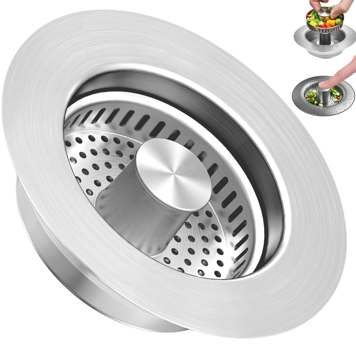 Upgraded 3-in-1 Pop-Up Kitchen Sink Drain Strainer Stopper