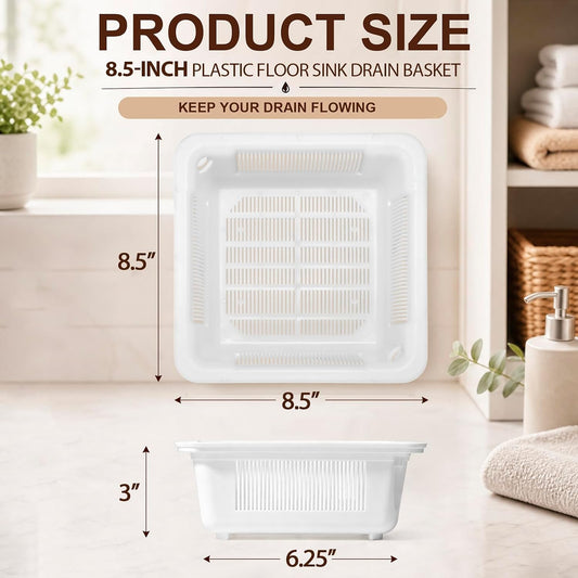 Tuanse 2 Pcs 8.5 x 8.5 x 3 Inch Floor Drain Strainer Sink Drain Covers
