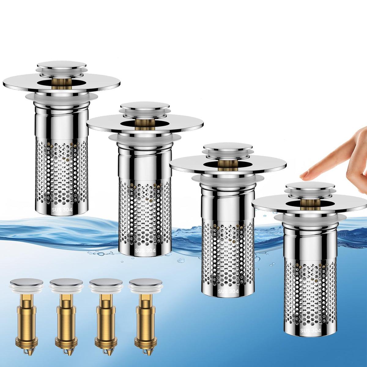 Bathroom Sink Drain Strainer,Universal Pop-Up Sink Stopper Hair Catcher