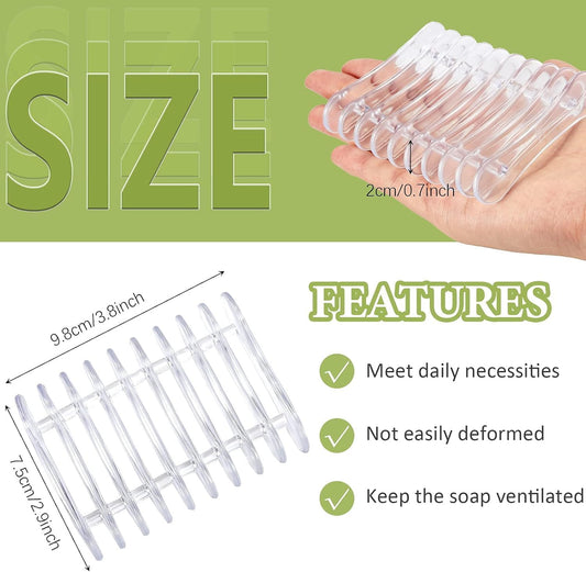 4 Self Draining Soap Dish, Plastic Bar Soap Holder & Saver for Shower Sink