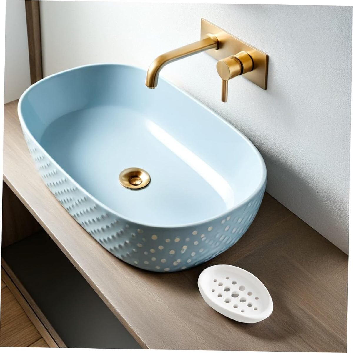 Soap Silicone Dish Oval Tray with Draining Design for Bathroom