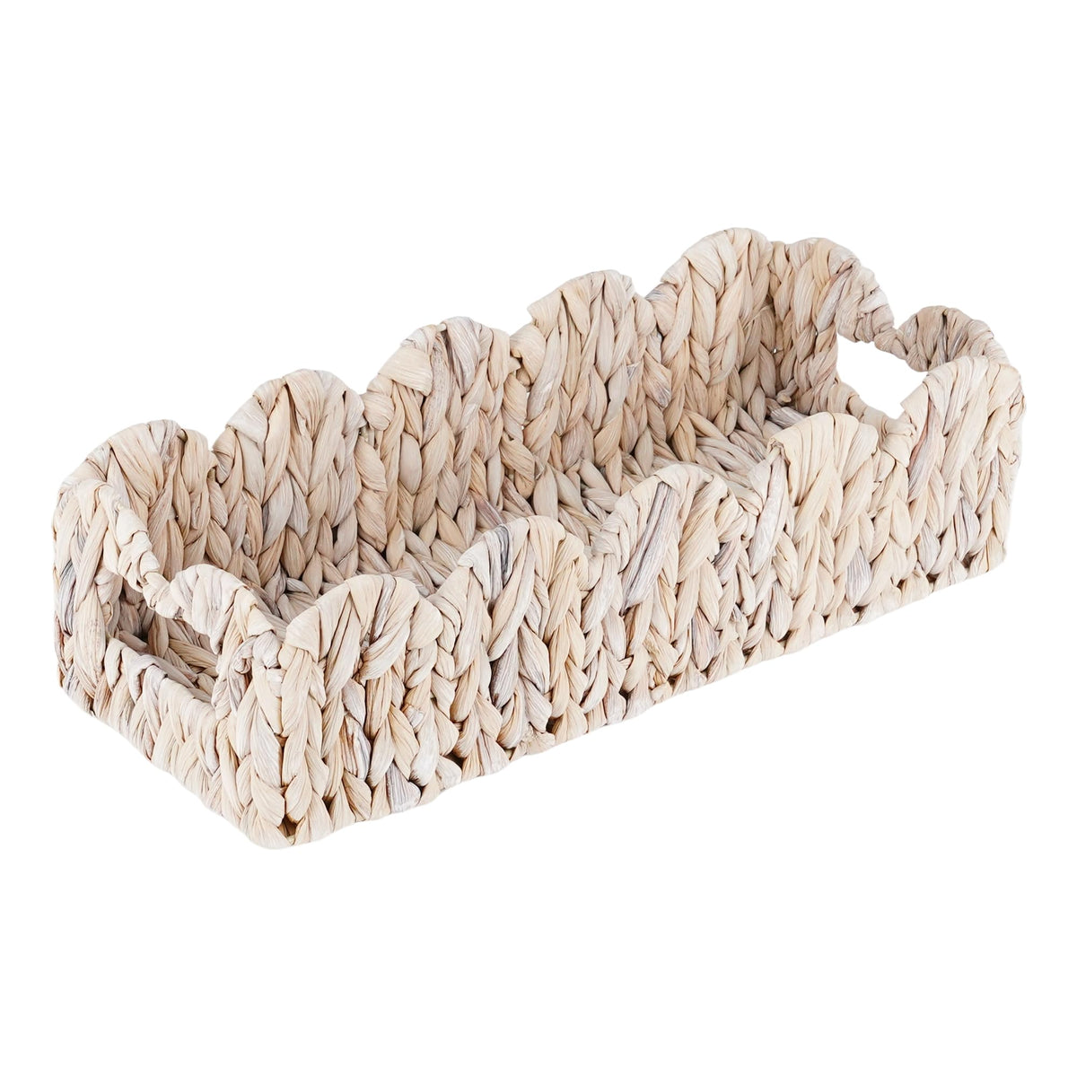 Coeusy Scalloped Toilet Paper Basket, Wicker Basket for Bathroom, Natural