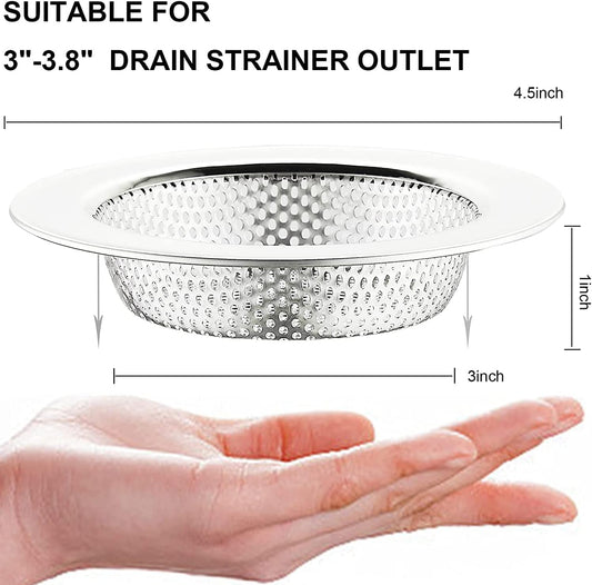 LASSHSWA Kitchen Sink Strainer Stainless Steel, Kitchen Sink Drain Strainer,Sink Strainers for Kitchen Sinks with Large Wide Rim 4.5" Diameter (4 Pack)