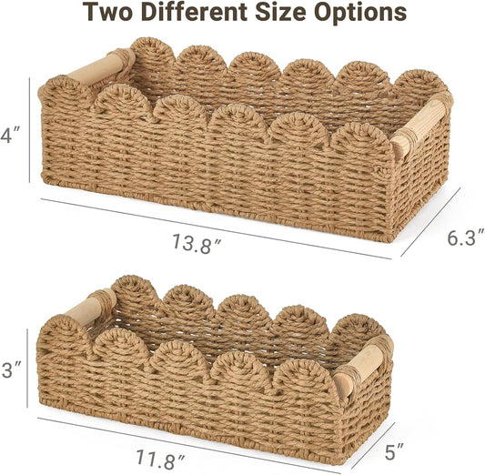 Dahey Toilet Paper Storage Basket 2 Pack Bathroom Scalloped Tank Basket