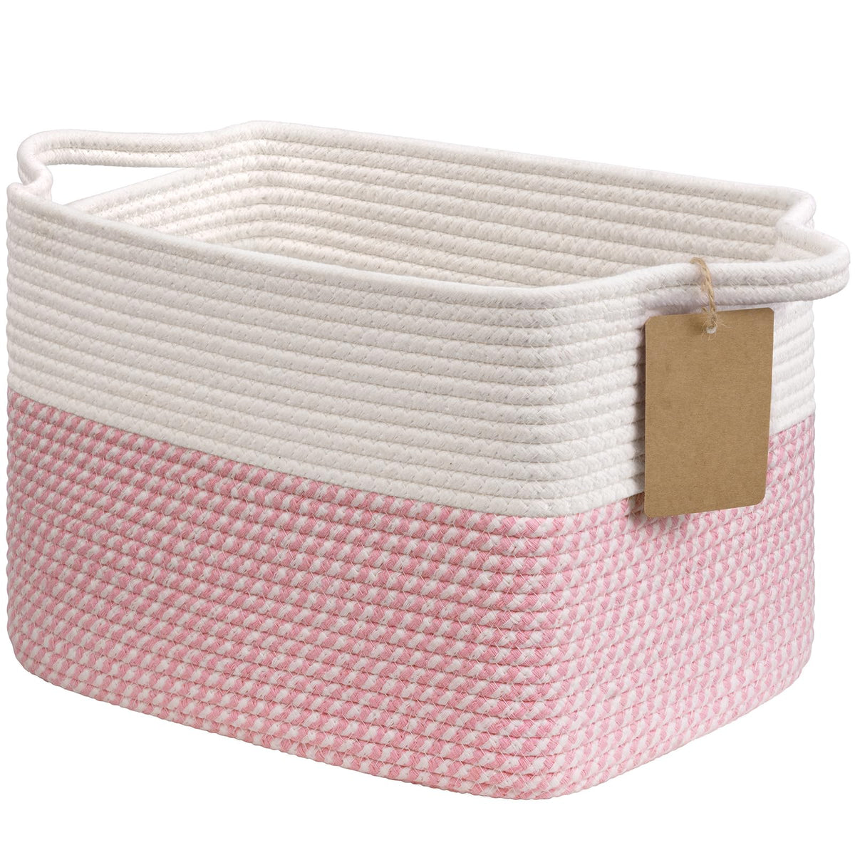 Goodpick Woven Rope Storage Basket for Shelves, Rectangle, Black