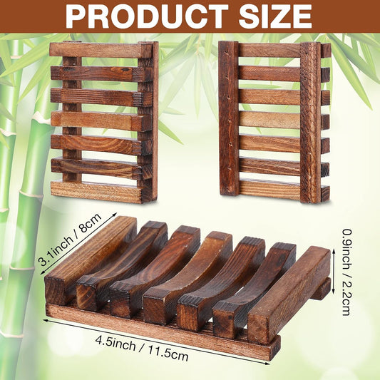 Skylety 50 Pieces Wooden Shower Soap Dish Bulk Soap Holder, Brown Color