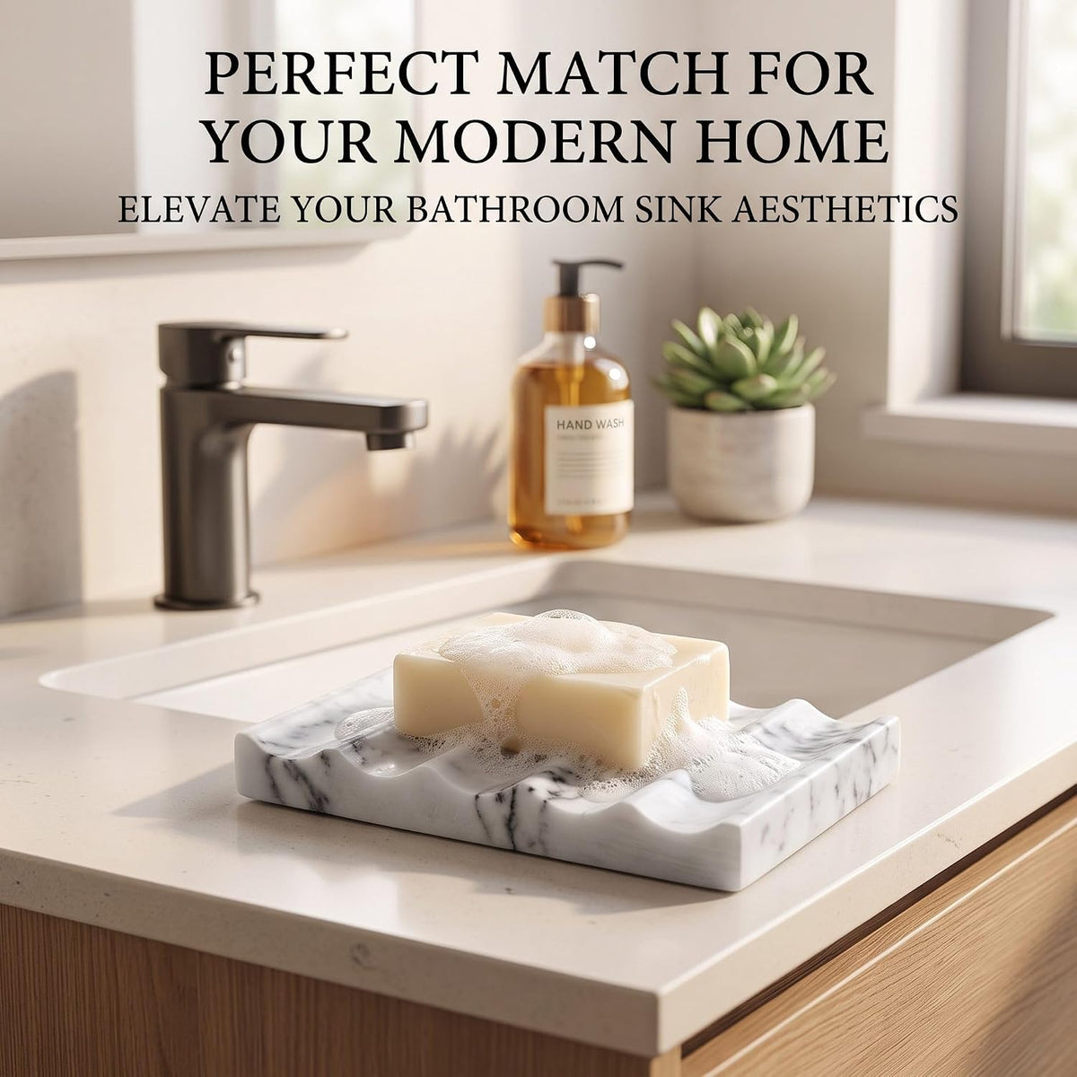 2 Pcs Natural Marble Soap Dish for Shower, Stone Soap Tray for Bathroom