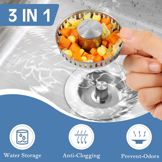 TGOSOMT Kitchen Sink Drain Strainer Stopper, Anti-Clog & Quick Drain