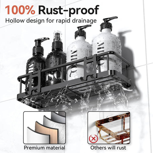 YASONIC Shower Caddy Adhesive, Rustproof Shower Shelves for Inside Shower