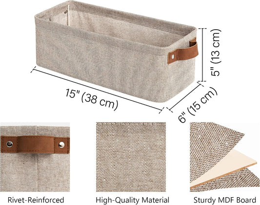 StorageWorks Narrow Storage Bins, Long Baskets, Brown and Beige, 2-Pack
