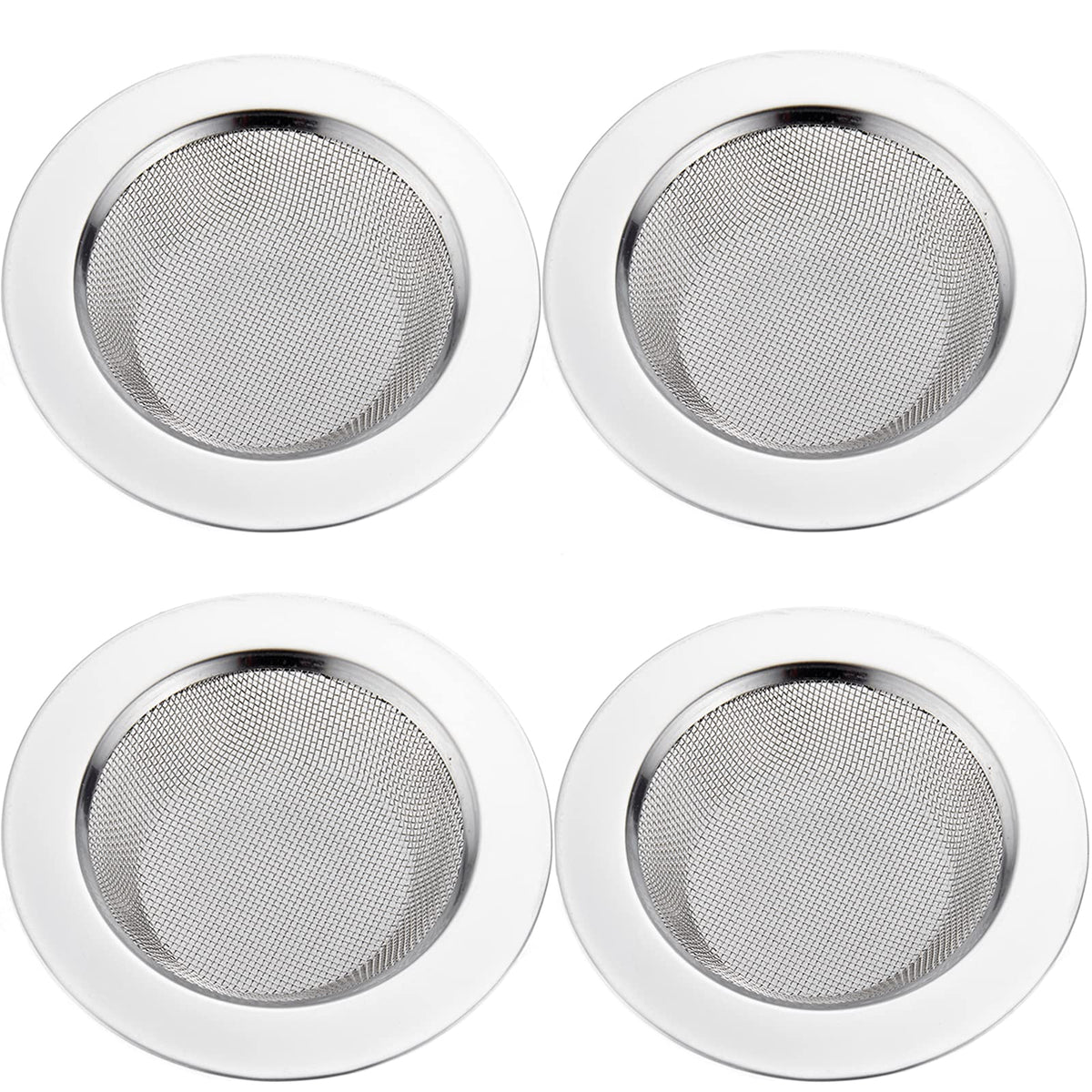 LASSHSWA 4 PCS Kitchen Sink Strainer Stainless Steel, Kitchen Sink Drain Strainer,Sink Strainers with Large Wide Rim 4.5" Diameter for Kitchen Sinks