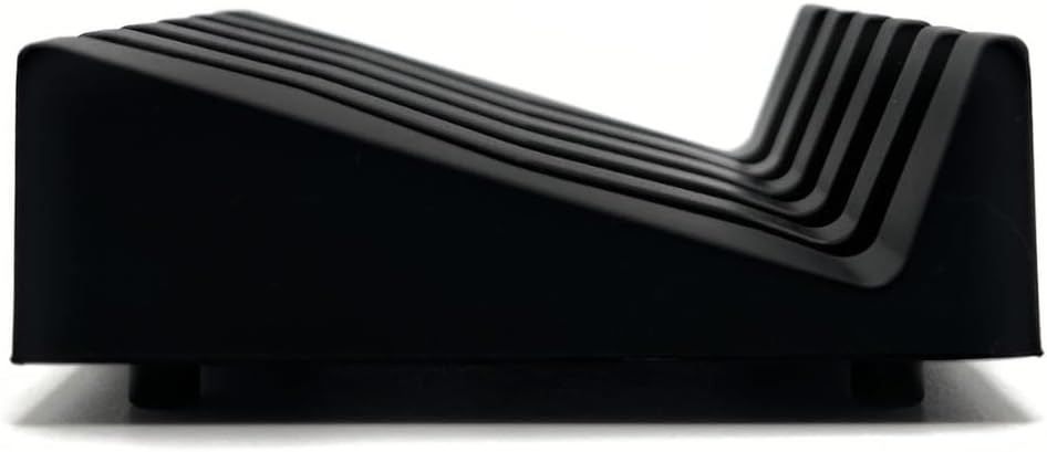 Silicone Draining Soap Dish, Sloped Angled Design, Chevron Pattern, Universal Fit, Extra Thick (Black, 4.5"x3.2")