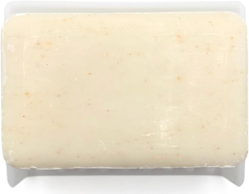 Silicone Draining Soap Dish, Floating Sloped Design, Universal Fit, Extra Thick (Clear White, 4.5"x3.5")