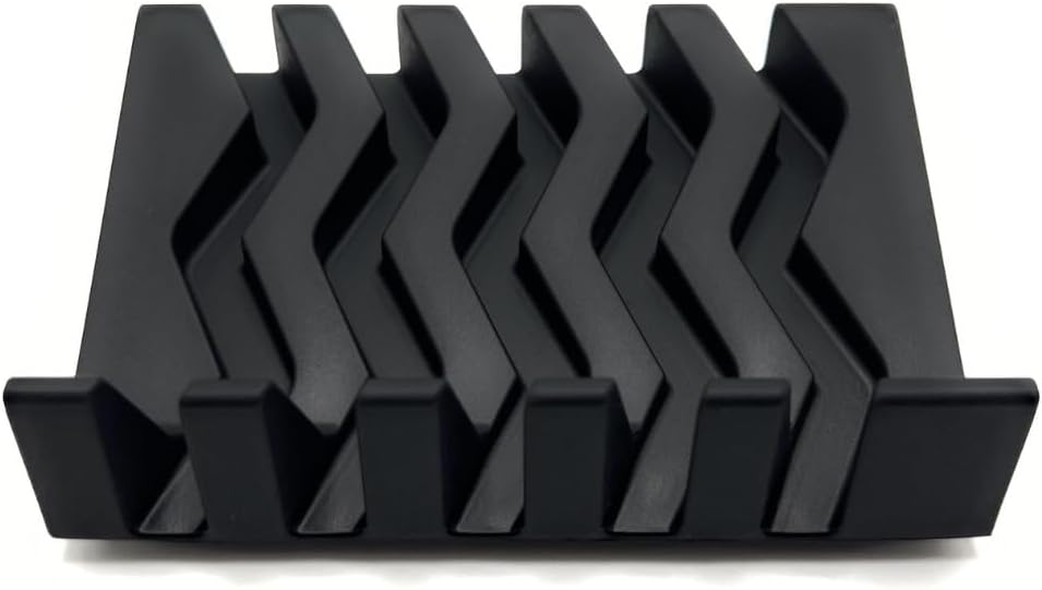 Silicone Draining Soap Dish, Sloped Angled Design, Chevron Pattern, Universal Fit, Extra Thick (Black, 4.5"x3.2")