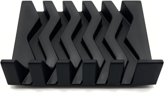 Silicone Draining Soap Dish, Sloped Angled Design, Chevron Pattern, Universal Fit, Extra Thick (Black, 4.5"x3.2")