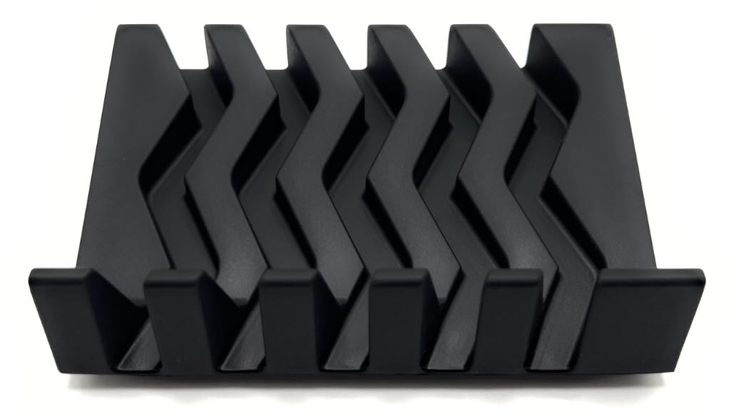 Silicone Draining Soap Dish, Sloped Angled Design, Chevron Pattern, Universal Fit, Extra Thick (Black, 4.5"x3.2")