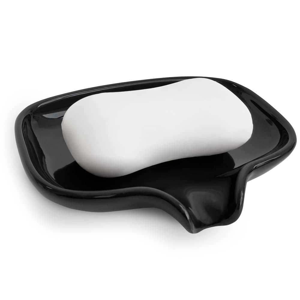 Multi-Color Ceramic Soap Dish with Drain, Bathroom Soap Holder(White)
