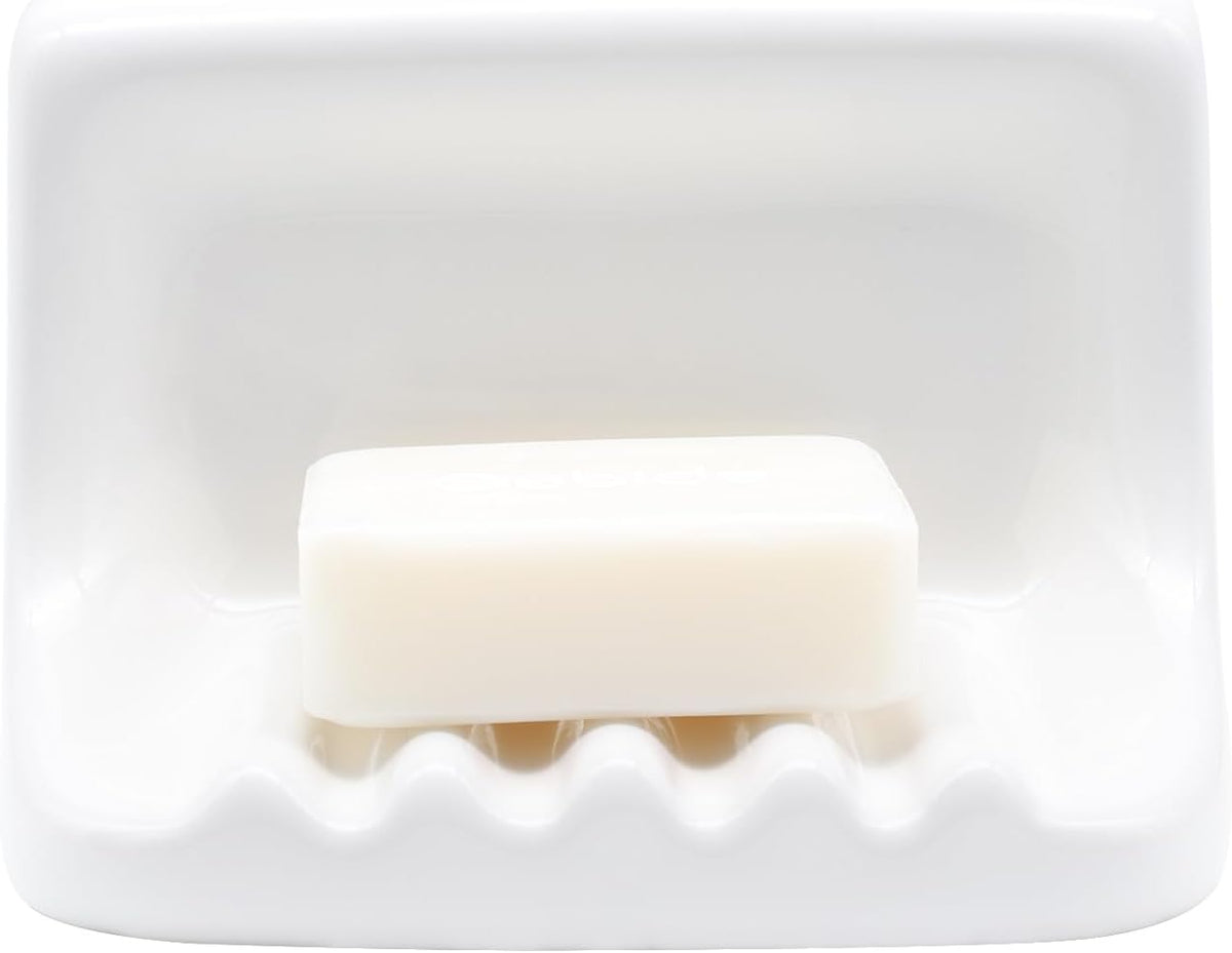 White Vintage Wall Mounted Ceramic Soap Dish Holder Bathroom Shower Wall