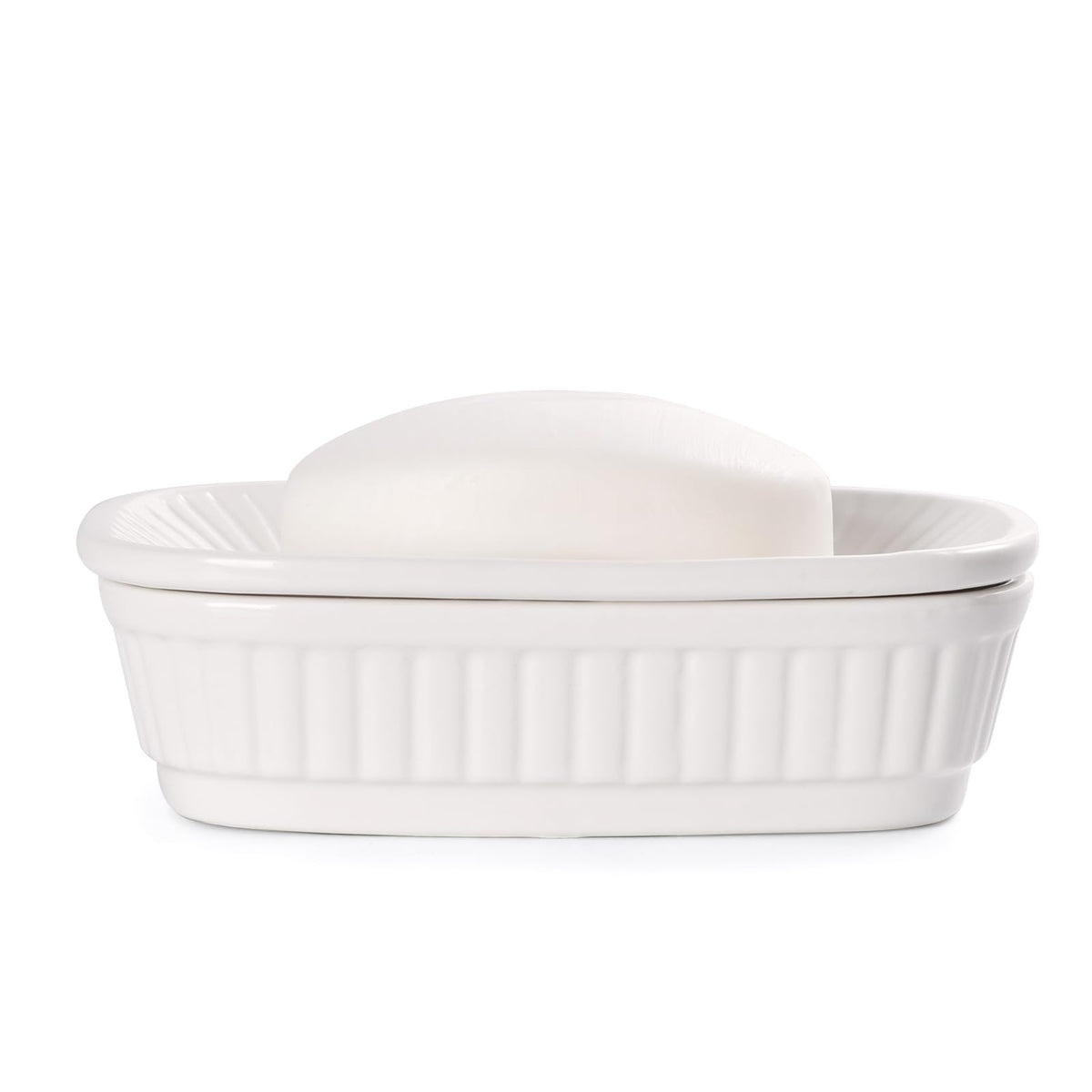 ANTIS'S HOME Ceramic Double Layer Self Draining White Soap Dish Bathroom Kitchen