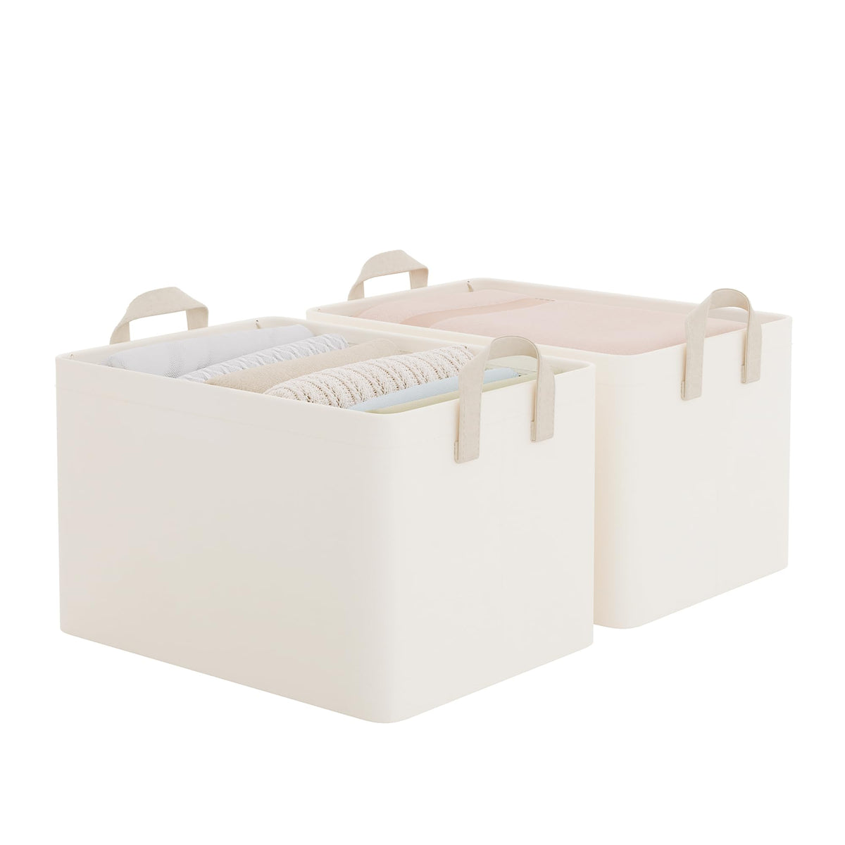 StorageWorks Storage Basket for Shelves, Storage Bins, Beige, 2-Pack
