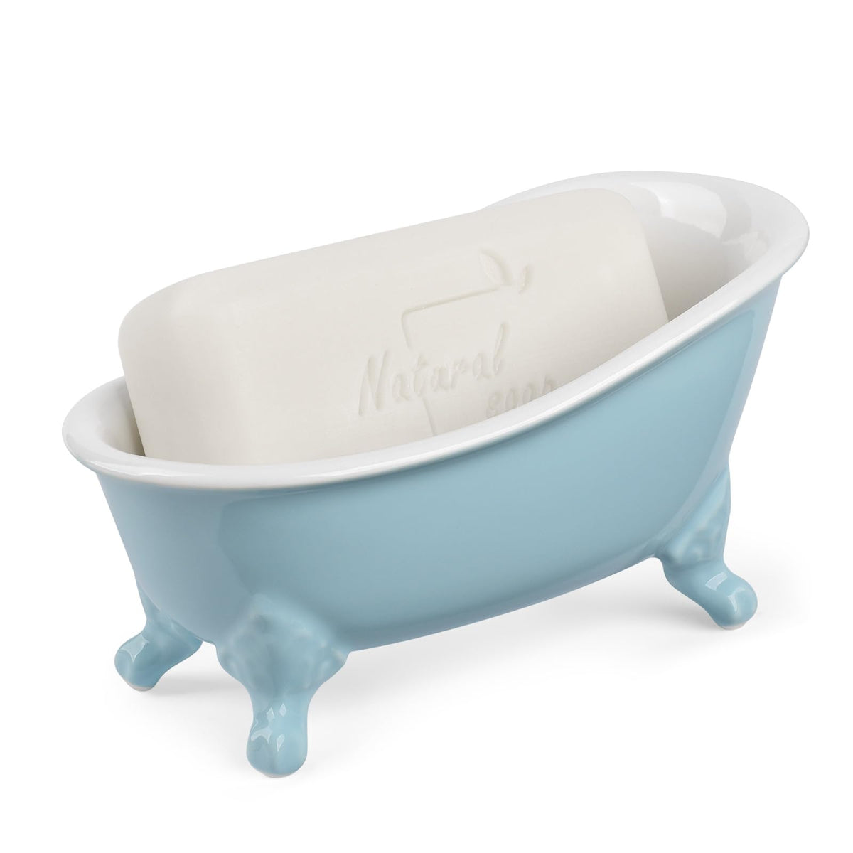 Vintage Ceramic Mini Clawfoot Bathtub Bar Soap Holder,Lavender