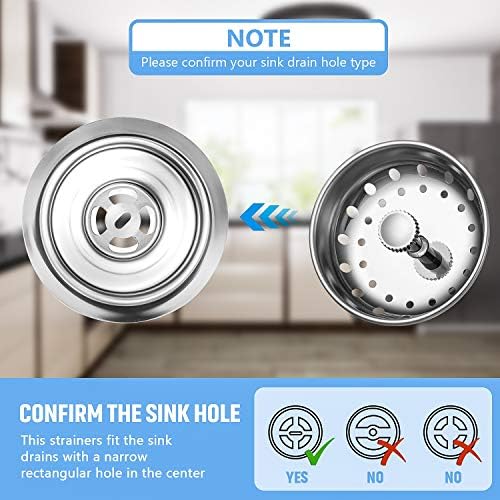Mudder 3 Pcs Sink Plug Stopper Disposal Drain Strainer,Silver