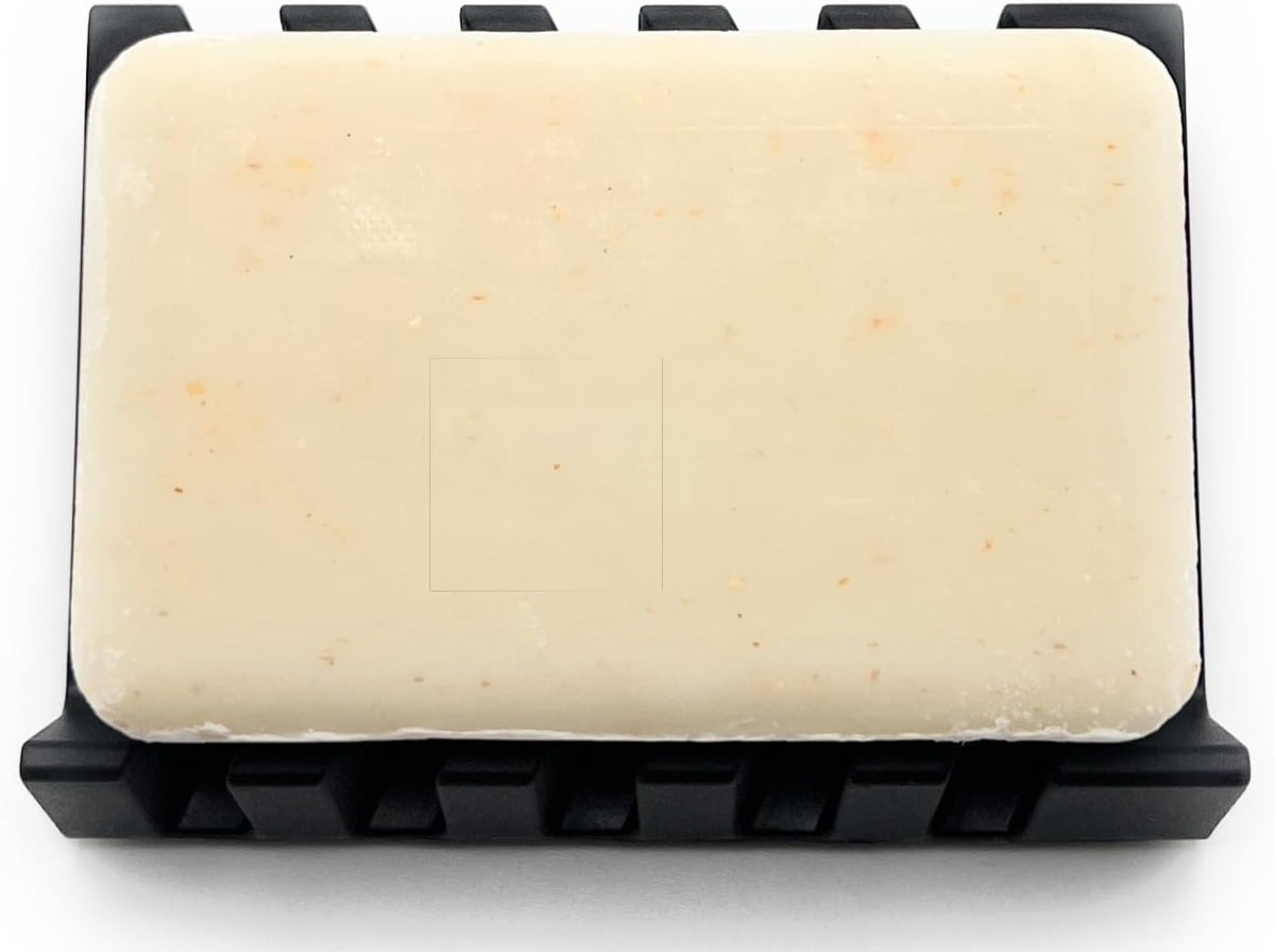 Silicone Draining Soap Dish, Sloped Angled Design, Chevron Pattern, Universal Fit, Extra Thick (Black, 4.5"x3.2")