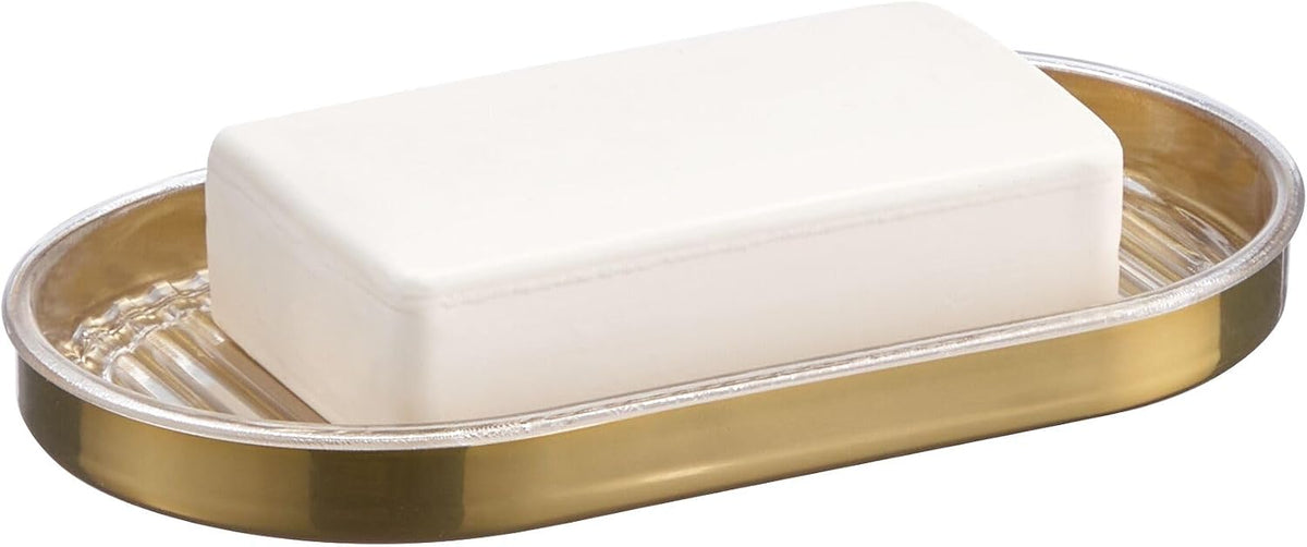 iDesign Soap Dish Holder for Bar Soap, Clear/Brushed Nickel
