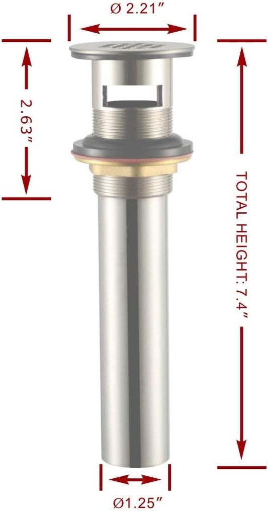 Purelux Grid Drain Strainer Assembly with Overflow for Bathroom Sink, Made of Brass Brushed Nickel