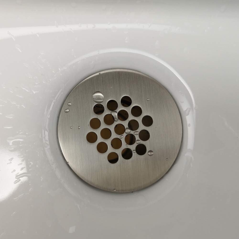 Purelux Grid Drain Strainer Assembly with Overflow for Bathroom Sink, Made of Brass Brushed Nickel