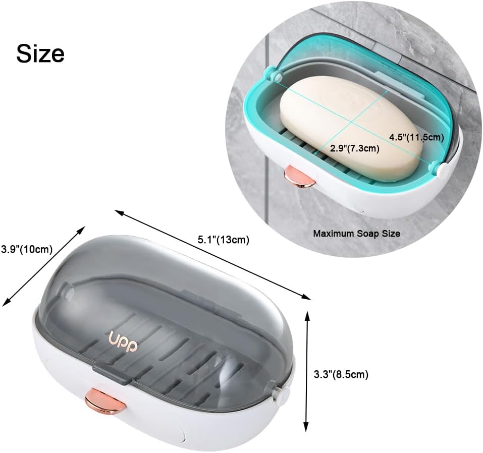 2 Pack Shower Soap Dish Holder with Lid, Bar Soap Container with Drain