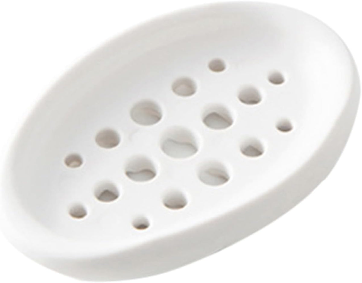 Soap Silicone Dish Oval Tray with Draining Design for Bathroom