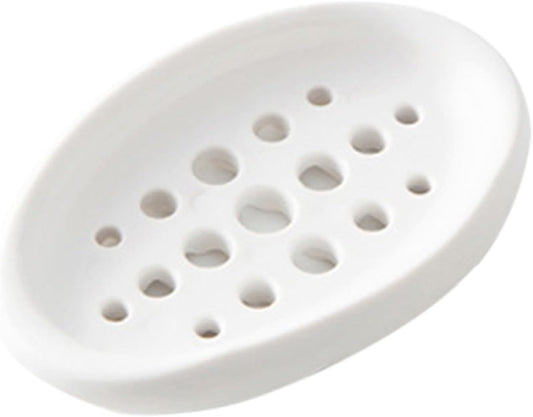 Soap Silicone Dish Oval Tray with Draining Design for Bathroom