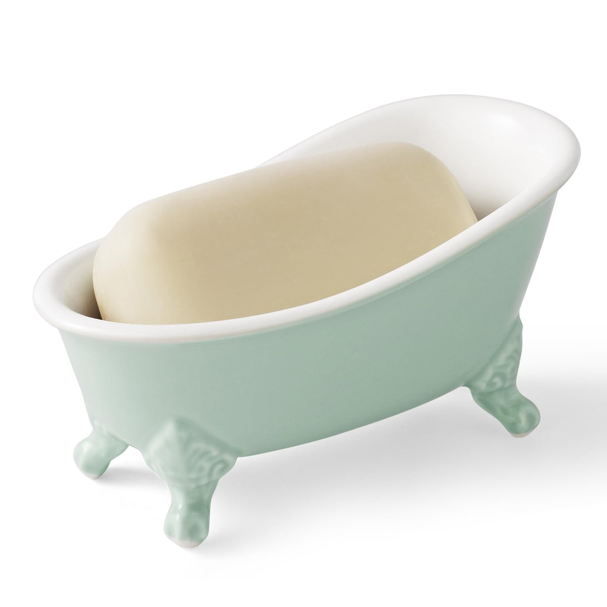 Vintage Ceramic Mini Clawfoot Bathtub Bar Soap Holder,Lavender