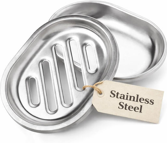 Chandler Stainless Steel Soap Dish, Brushed Nickel Draining Bar Holder